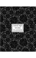 Work Planner: Daily Organizer for Work and Scheduling Tasks with To Do List and Reminders Classy Black Flowers