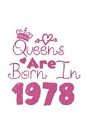 Queens Are Born In 1978 Notebook: Lined Notebook/Journal Gift 120 Pages, 6x9 Soft Cover, Matte Finish, White Cover