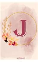 J Notebook: Journal Notebook with one Letter - White unique Softcover Design - Cute gift for Women and Girls - 6" x 9" Dot Grid - Journal, Notebook, Diary, Comp