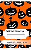 Scary Pumpkin Theme Wide Ruled Line Paper