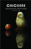 Chickens Note Monthly 2020 Planner 12 Month Calendar