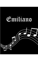 Emiliano: Sheet Music Note Manuscript Notebook Paper - Personalized Custom First Name Cover - Musician Composer Instrument Composition Book - 12 Staves a Page