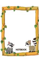 notebook: Raccoons on vine cover and Dot Graph Line Sketch pages, Extra large (8.5 x 11) inches, 110 pages, White paper, Sketch, Notebook journal(1 Raccoons on Vine Notebook)