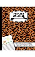Primary Journal: Dinosaur Orange Marble Draw and Write Composition Notebook for boys or girls K-2. Dino book story paper. Half Blank Sheets for Writing and Drawing S(Primary Journals Write and Draw)