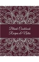 Blank Cookbook Recipes & Notes: Art Red Mandala, 8.5" X 11" Blank Recipe Journal, Blank Cookbooks to Write In, Empty Fill in Cookbook, Gifts for Chefs, Foodies, Cooking