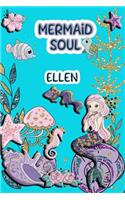 Mermaid Soul Ellen: Wide Ruled Composition Book Diary Lined Journal