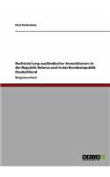 Rechtstellung ausländischer Investitionen in der Republik Belarus und in der Bundesrepublik Deutschland