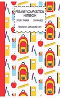 Primary Composition Notebook For Kids: Cute Notebook/Journal for Children Learning Writing (Large 8x10 Inch 20.32x25.4 cm) Story Paper 120 Blank Pages (RED&WHITE&YELLOW Pattern)