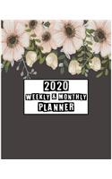 2020 Weekly & Monthly Planner: Jan 1, 2020 to Dec 31, 2020: Weekly & Monthly View Planner, Organizer & Diary: Watercolor Florals. Agenda Planner with Holiday - Personal Goals Upco