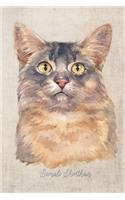 Somali Shorthair Cat Portrait Notebook: Blank Lined Journal for Cat Lovers, Cat Mom, Cat Dad and Pet Owners - 6x9 with College Ruled Pages(29 Watercolor Cat Journals)