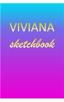 Viviana: Sketchbook - Blank Imaginative Sketch Book Paper - Pink Blue Gold Custom Letter V Personalized Cover - Teach & Practice Drawing for Experienced & As