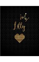 Lilly: Black Personalized Lined Journal with Inspirational Quotes