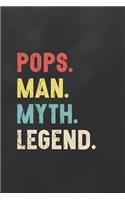 Pops Man Myth Legend: Blank Lined Journal College Ruled Notebook Grandpa Family Keepsake Vintage Colors