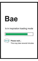 Bae is in Inspiration Loading Mode: 6 x 9 Notebook, Funny Blank Gag Multipurpose Jotter Log Book, Wide Ruled Lined Journal, Everyday Writing Pad for Female Friends and Family