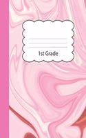 1st Grade: Cute Large Blank Primary Sketchbook Paper for Girls - Pink Marble Paperback Cover - Drawing Sketch Book for Artists & Illustrators - Writing Pad Ske