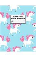 Blank Sheet Music Notebook: Easy Blank Staff Manuscript Book Large 8.5 X 11 Inches Musician Paper Wide 12 Staves Per Page for Piano, Flute, Violin, Guitar, Trumpet, Drums, Cell