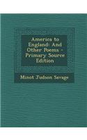 America to England: And Other Poems
