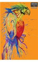 Write Here Notebooks: Parrot Notebook / Journal 100 Pages of Lined Paper 6"x9" with Glossy Finish Lined Composition Book Splatter Parrot In Orange