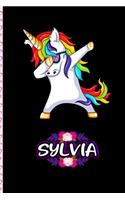 Sylvia - Dabbing Unicorn personalized named Notebook: Personalized Dabbing Unicorn notebook For Girls Who Love Unicorns - Cute Unicorn, Cute Rainbow Unicorn For Kids, Girls, Students & Teachers Gift, va