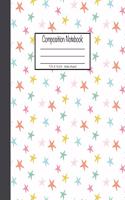 Composition Notebook: 7.5x9.25, Wide Ruled - Colorful Stars on White