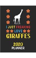 I Just Freaking Love Giraffes 2020 Planner: Weekly Monthly 2020 Planner For People Who Loves Giraffes 8.5x11 67 Pages