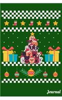 Journal: 120 Blank Lined Pages - 6" x 9" Notebook With Cute Dog Christmas Tree Print On The Cover
