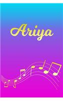 Ariya: Sheet Music Note Manuscript Notebook Paper - Pink Blue Gold Personalized Letter A Initial Custom First Name Cover - Musician Composer Instrument Com