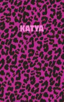 Katya: Personalized Pink Leopard Print Notebook (Animal Skin Pattern). College Ruled (Lined) Journal for Notes, Diary, Journaling. Wild Cat Theme Design wi