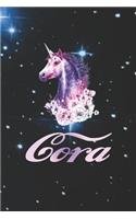 Cora: First Name Personalized Unicorn Customized Names Gift Birthday Girl Notebook Journal