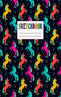 Sketcbook: Cute Unicorn Kawaii Sketch Book for Girls, Kids, Teens, Women (Perfect for Sketching, Drawing, Doodling, Journal, Note Pad, Birthday Party Favors)