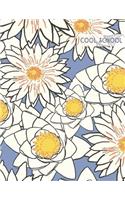 Cool School: Large College Ruled Notebook for Homework School or Work Blue and White Flower Pattern