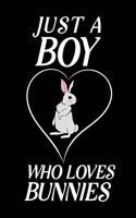 Just A Boy Who Loves Bunnies: Blank Lined Journal Notebook, 6" x 9", Rabbit journal, Rabbit notebook, Ruled, Writing Book, Notebook for Rabbit lovers, Rabbit Gifts