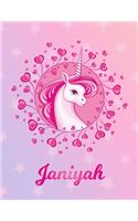 Janiyah: Janiyah Magical Unicorn Horse Large Blank Pre-K Primary Draw & Write Storybook Paper - Personalized Letter J Initial Custom First Name Cover - Story