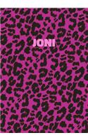 Joni: Personalized Pink Leopard Print Notebook (Animal Skin Pattern). College Ruled (Lined) Journal for Notes, Diary, Journaling. Wild Cat Theme Design wi