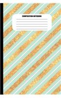 Composition Notebook: Candy Striped in Gold, Green and White (100 Pages, College Ruled)
