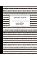 Graph Paper Notebook: Blank Math Composition Book Quad Ruled 4 X 4 (.25) with Half College Ruled Pages Black White Stripes