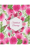 Sketchbook Drawings: Floral Design, Blank Paper For Drawing And Sketching 120 Pages Large Size 8.5" x 11" Artist Sketchbook for Sketching, Journaling, Drawing and Creati