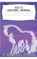 Mia's Unicorn Journal: Custom Personalized Cute Name Gift Idea: (Blank Book, Journaling Notebook, Diary)(Notebooks Diaries, Name Personalized Journals )(7 Personalized Journals for Young Women)