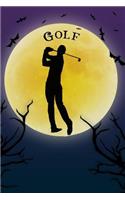 Golf Notebook Training Log: Cool Spooky Halloween Theme Blank Lined Student Exercise Composition Book/Diary/Journal For Men Golfers, Golf Instructors, Golfing Fans, 6x9, 130 Pa