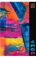 2024: Funky Multicolor Abstract Weekly Calendar Planner Organizer