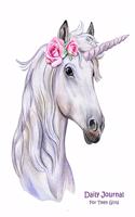 Daily Journal For Teen Girls: White Unicorn Cover Large Journal 8.5 x 11