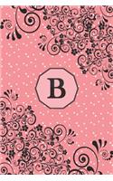 B: Initial Monogram Letter B 6x9 Pink Personalized Dot Grid Journal for Women and Girls