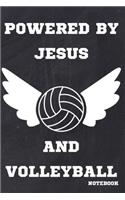 Powered By Jesus And Volleyball Notebook