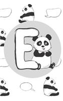 E: Initial E Monogram Notebook Journal Gift Cute Panda character design