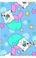 Super Cute Kawaii Mermaid Pug Dog Stars Bubbles Notebook: A notepad perfect for creative writing, note taking, doodling, and more!