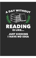 A Day Without Reading: Blank Lined Notebook (6" x 9" - 120 pages) Reader Themed Notebook for Daily Journal, Diary, and Gift