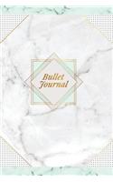 Bullet Journal: Marble + Gold Bullet Journal - 120-Page 1/4 Inch Dot Grid Notebook - 6 X 9 Marble & Gold Perfect Bound Softcover