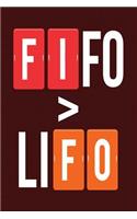 FIFO > LiFO: Dark Red, Red & Orange Design, Blank College Ruled Line Paper Journal Notebook for Accountants and Their Families. (Bookkeeping and Tax Season 6 x 9