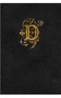 Old English Monogram Journal - Letter D: Elegant Golden Flourish Capital Letter on Black Leather Look Background