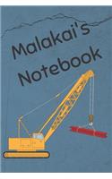 Malakai's Notebook: Construction Equipment Crane Cover 6x9 100 Pages Personalized Journal Drawing Notebook